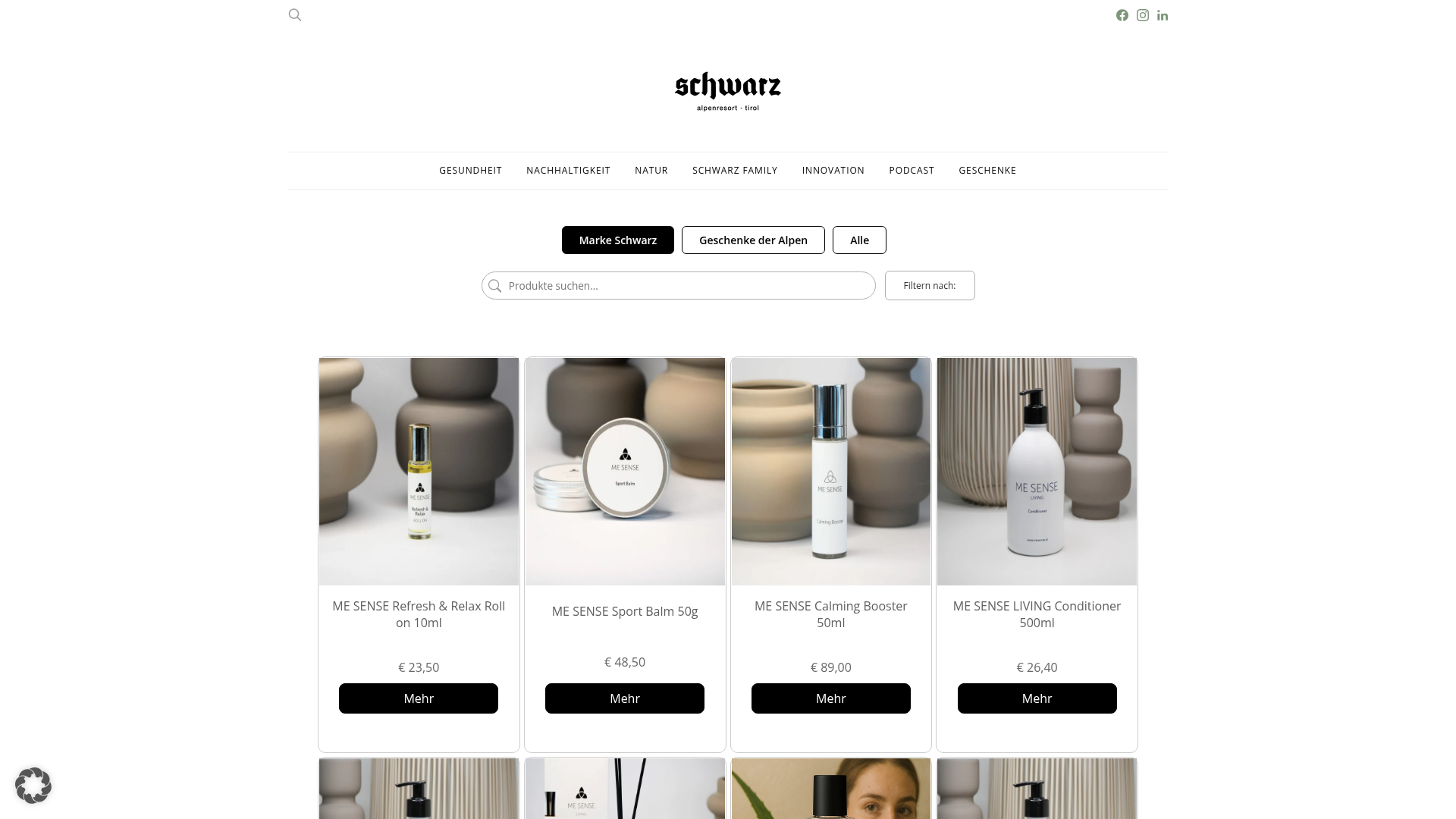 Alpenzon-Shop live auf der Website von Alpenresort Schwarz