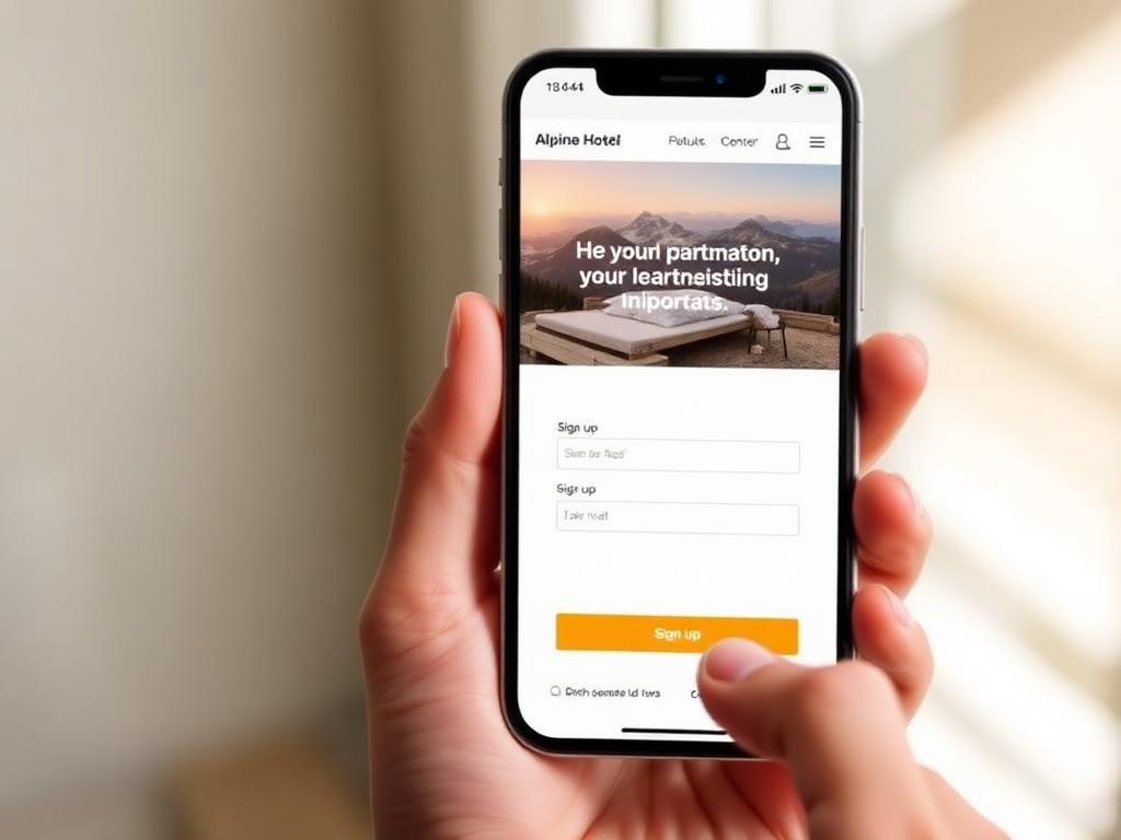 Smartphone mit Alpenzon-Anmeldeformular