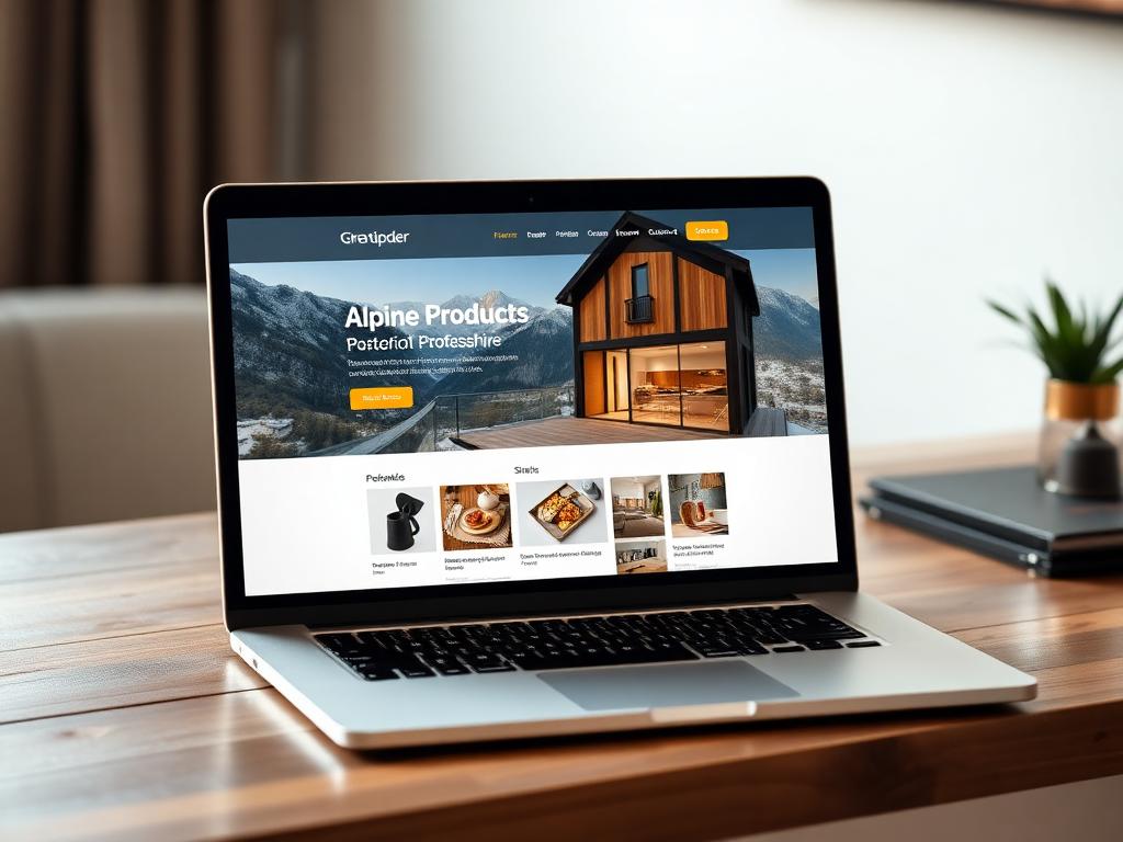 Laptop mit Hotel-Website und eingebettetem Alpenzon-Widget