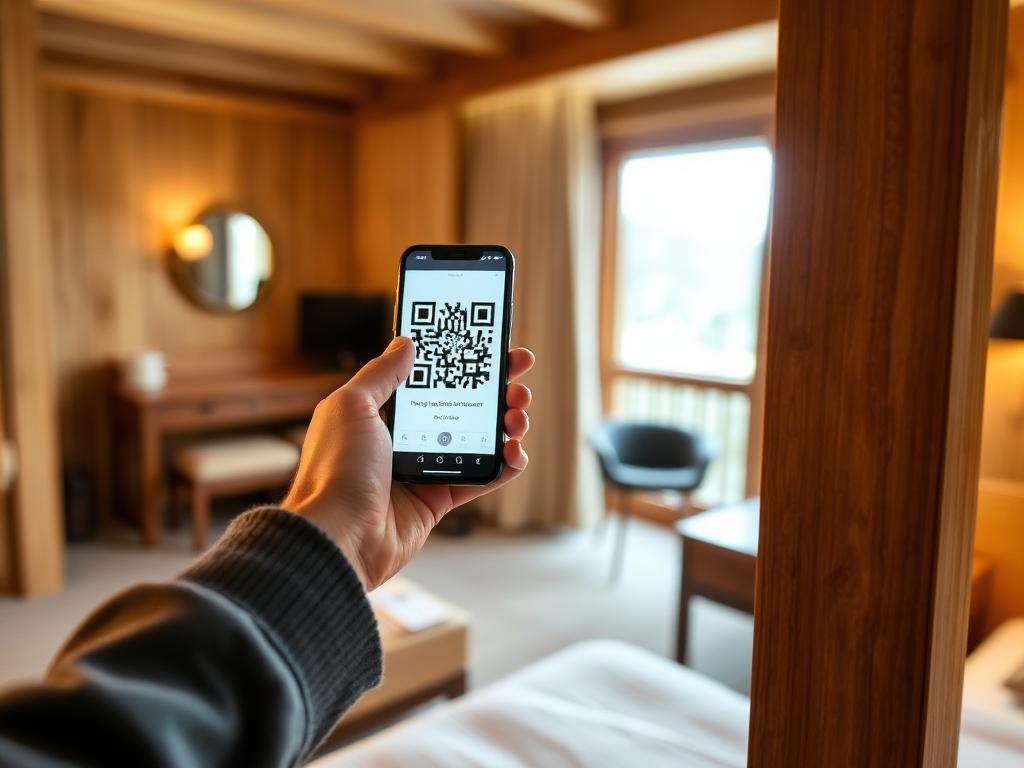 Gast scannt QR-Code mit Smartphone