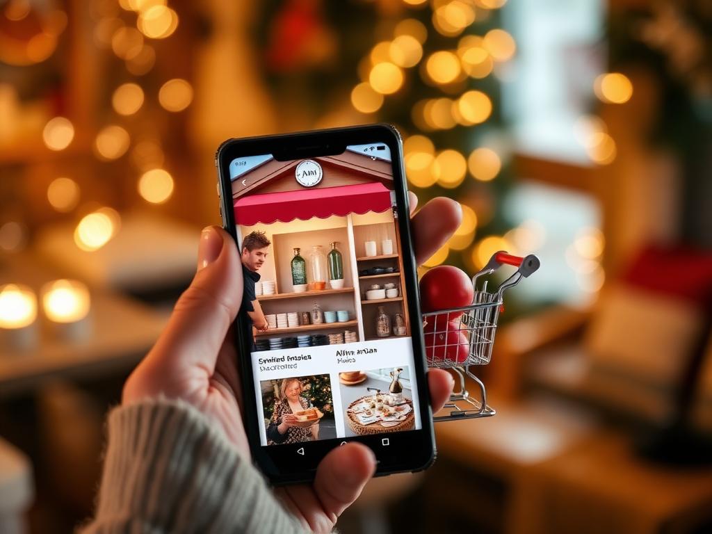 Smartphone mit Alpenzon-Shop und Warenkorb